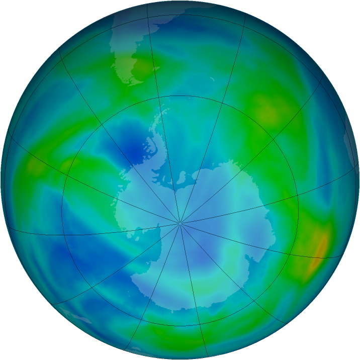 Antarctic ozone map for 05 May 2007